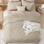 Andency Oversized King Comforter 120''x120'', 3 Pieces Oatmeal Super King Boho - Image 7