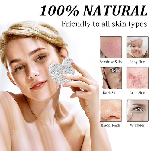 60-Count Kickleen Compressed Cellulose Heart Shape Facial Sponges | 100% - Image 2