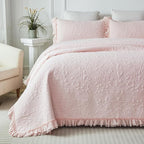 Brandream Light Pink Quilt Set King Size Cotton Shabby Chic Bedding Matelasse by Brandream