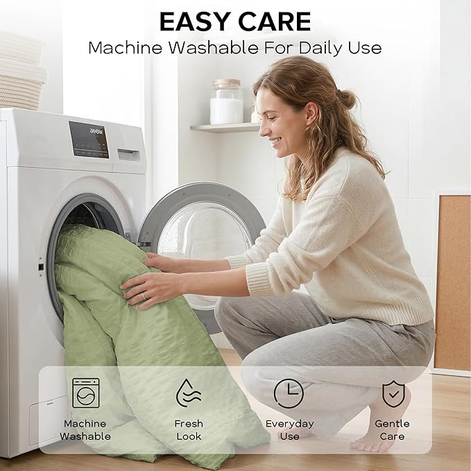 Cozyide Green Duvet Cover Queen Size, 3 Pieces Bedding Duvet Covers, Soft - Image 6