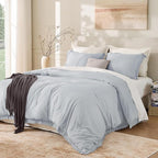 Andency Light Grey Comforter Set California King, 3 Pieces Boho Tassel by Andency