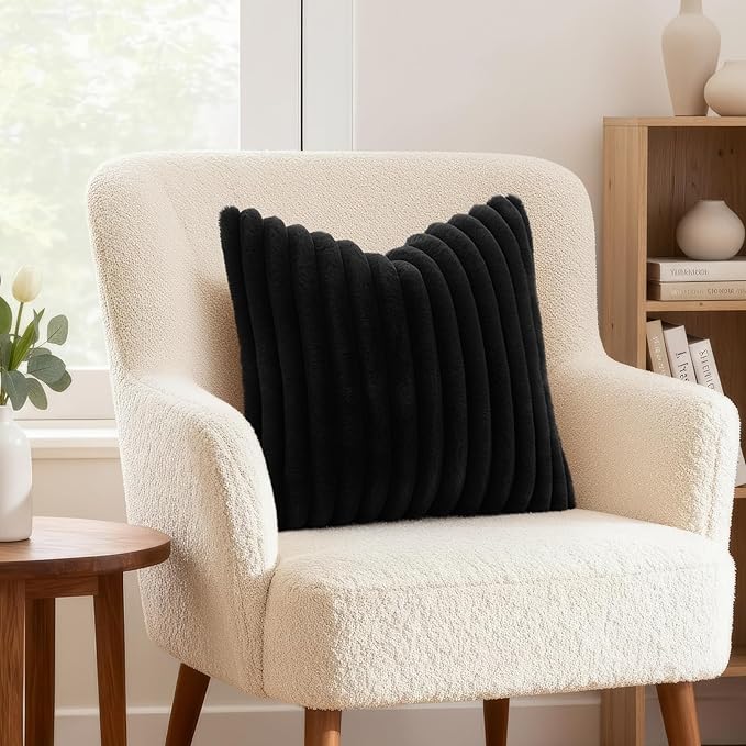 decorUhome Cozy Faux Fur Throw Pillow Covers 22x22 Set of 2 Decorative Soft - Image 4