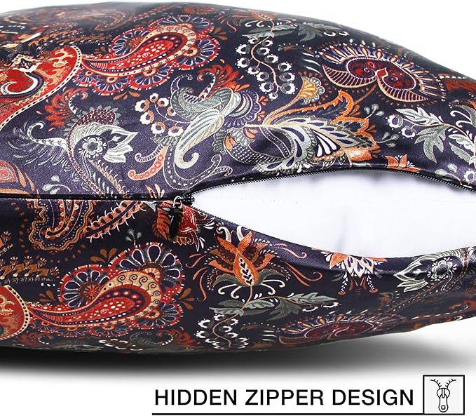 MANSPHIL Purple Paisley 100% Silk Pillowcases Queen Size, Bohomian Brown Floral - Image 5