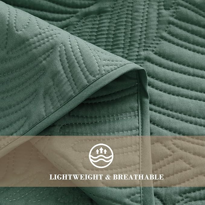 Exclusivo Mezcla King Size Quilt Bedding Set, Lightweight Green Quilts King Size - Image 5