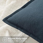 MIULEE Decorative Linen Euro Sham Pillow Covers 24x24 Navy Blue ​Boho - Image 2