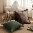 MIULEE Decorative Throw Pillow Covers Neutral Linen Fringe Throw Pillows Set of - Image 5