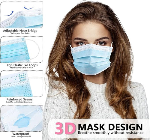 akgk Disposable Face Masks 100Pcs, 3 Ply Disposable Mask - Image 2