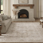 FMFUNCTEX 9x12 Washable Area Rug Beige Vintage Neutral Distressed Large Non by Fmfunctex