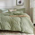 JELLYMONI Green Duvet Cover Oversized Queen Size, Soft Breathable Seersucker by JELLYMONI