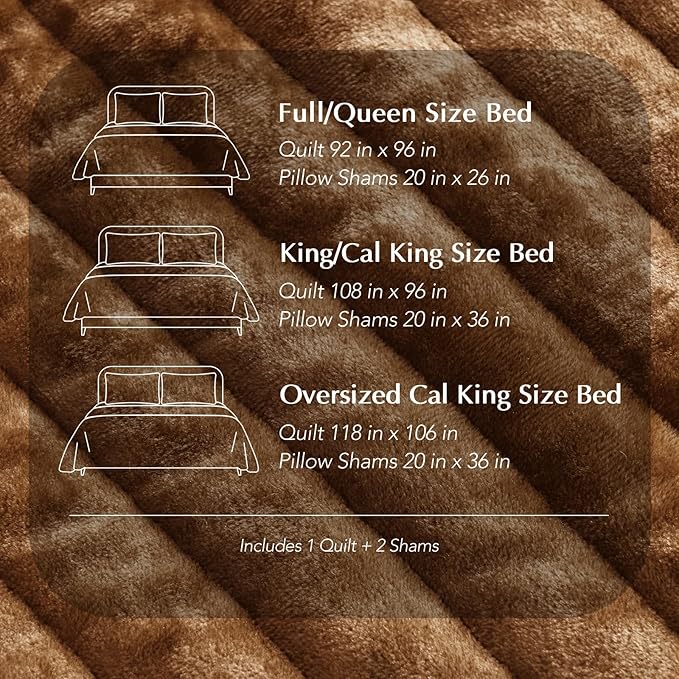 EVERGRACE Velvet Quilt Set King Size, Luxurious Soft Striped Channel Bedding Set - Image 9