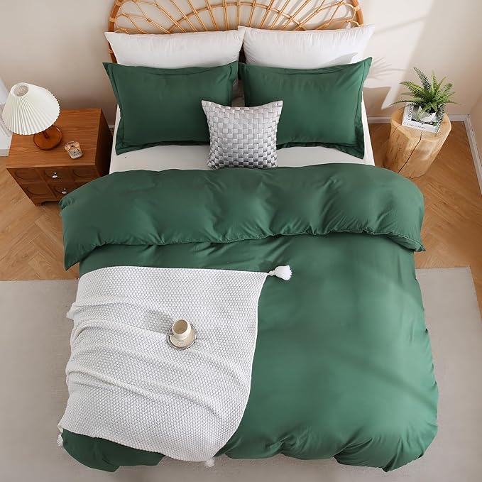 JSD Hunter Green Duvet Cover Set King Size, 3 Piece Duvet Cover - Image 8
