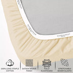Feather & Stitch 1 Piece Fitted Sheet Queen Size, 100% Cotton Damask Sateen - Image 2