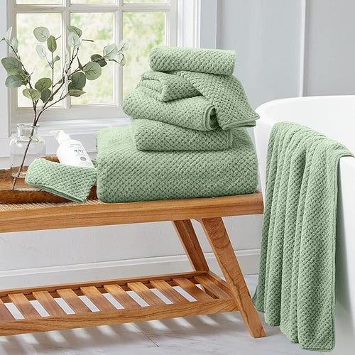 8 Piece Bathroom Towel Set Green |2 Oversized Large Bath Towels Sheet, 2 Hand - Image 2