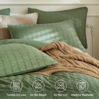 JELLYMONI Dark Green Duvet Cover Full Size, Soft Breathable Seersucker Duvet - Image 4