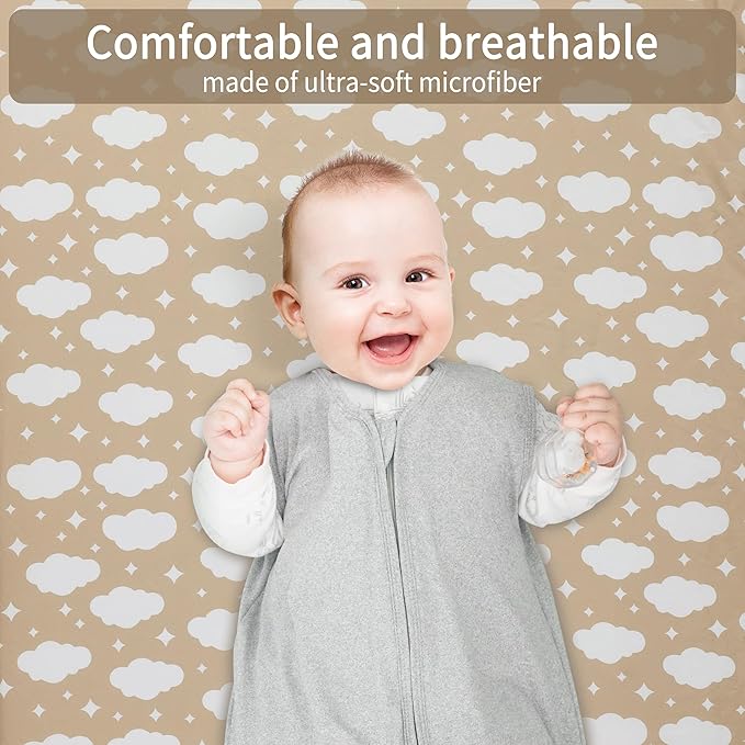 GUNTAIL Pack and Play Sheets Fitted, 2 Pack Pack n Play Sheets - Image 5