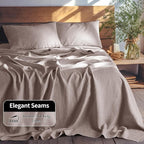 LBRO2M 100% Pure Linen Sheet Set Deep Pocket Up to 16" Bed Sheets Sets - Image 5