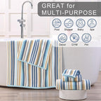 Striped Towels Set, 2 Bath 28"x52", 2 Hand 16"x27", 2 Face 13"x13", Luxury Bath - Image 5