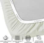 Feather & Stitch 1 Piece Fitted Sheet Twin Size, 100% Cotton Damask Sateen Weave - Image 2