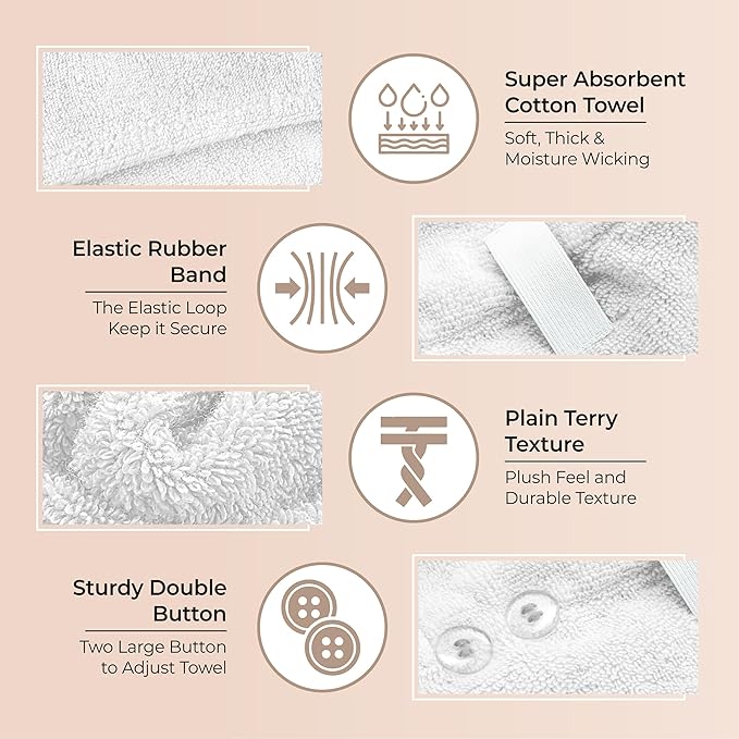 Cotton Hair Towel Wrap for Women/Kids | Quick Dry, Soft & Absorbent 420 GSM - Image 5