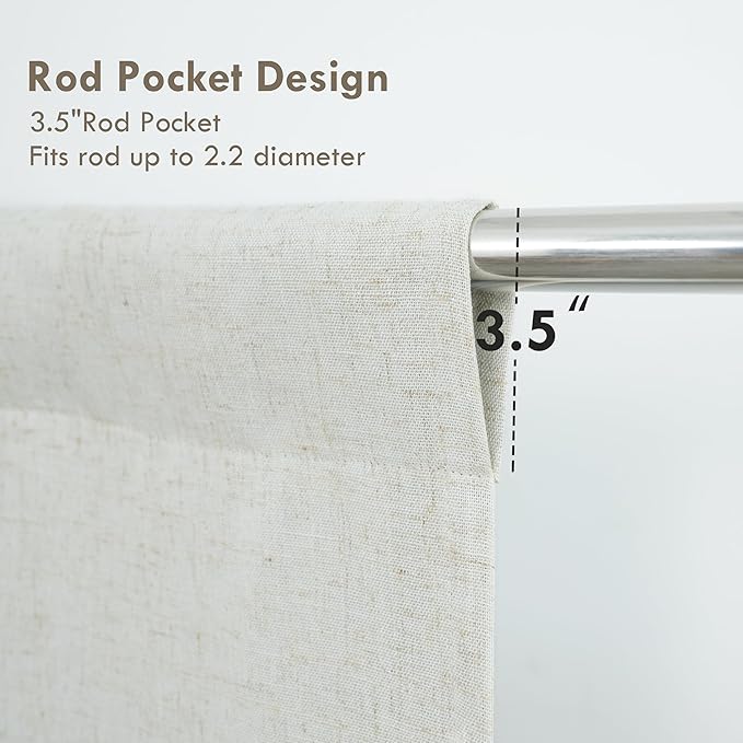DriftAway Double Layer Linen Blackout Tie Up Curtains Thermal Insulated Fully - Image 4