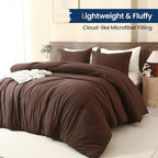 Paxrac Brown Oversized Queen Comforter Set 98x98In, 3 Pieces Comforter Set - Image 3