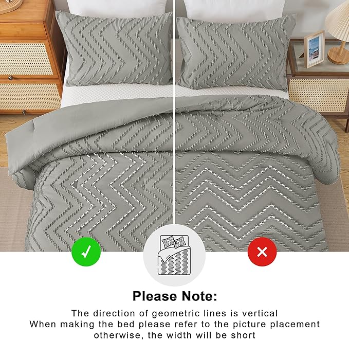 Andency Medium Grey Comforter Set Queen Size, Boho Soft Warm Tufted Bedding - Image 5