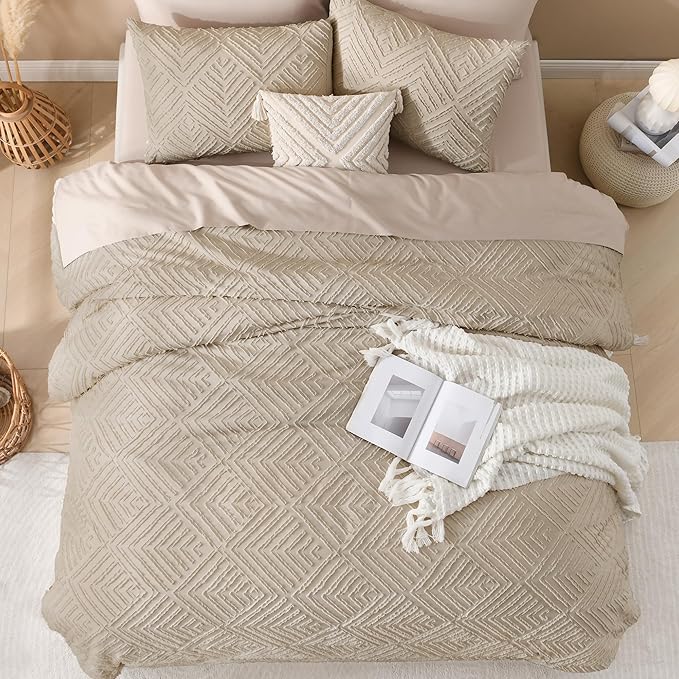 Andency Khaki Oversized King Comforter 120''x120'', 3 Pieces Khaki Super King - Image 7