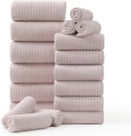 18 Piece Family Bath Towel Set Include 6 Bath Towels, 6 Hand Towels and 6 by Hailea