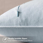 MIULEE Decorative Linen Pillow Covers 18x18 Inch Light Blue ​Boho Farmhouse​ - Image 3