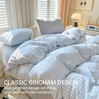 BOLINLIVING Gingham Duvet Cover Full Size, Microfiber Bedding Set - Image 2