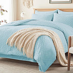 Zzlpp Queen Comforter Set 7 Pieces, Light Blue Tufted Bed in a Bag - Image 2