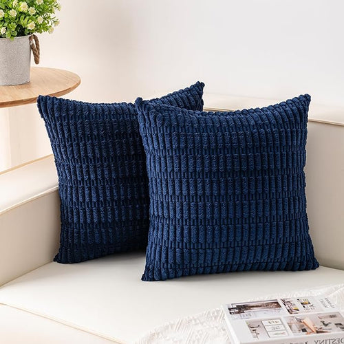 Aegero Pack of 2 Corduroy Decorative Throw Pillow Covers 22x22 Inch Soft by Unknown