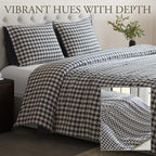 DAPU Linen Duvet Cover King, Yarn Dyed Gingham Check Plaid 100% Washed Linen - Image 3