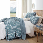 JANZAA Twin Quilt Mineral Blue Quilt Bed Spread Boho Quilt - Image 5