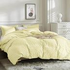 JELLYMONI Light Yellow Duvet Cover Full Size, Soft Breathable Seersucker Duvet - Image 3