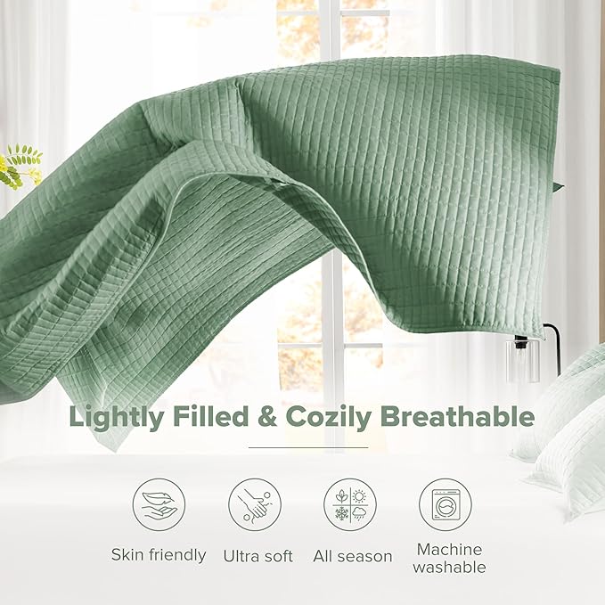 Comfort Spaces Sage Green Oversized King Quilt Set 120"x118" Bedspread Quilted - Image 4