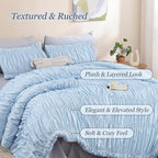 weigelia Cinched Comforter Set Queen – Soft Ruched Bedding Set, Apartment & - Image 2