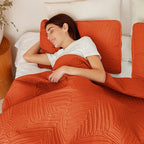 Exclusivo Mezcla King Size Quilt Bedding Set, Lightweight Burnt Orange Quilts - Image 4