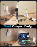 65W for MacBook Pro Charger, 5-in-1 Retractable Wall Charger Plug for iPhone 17 - Image 8