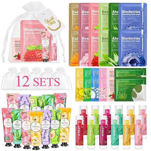 72 Pcs Bulk Gifts For Women, Bulk Facial Mask, Lip Balms, Hand Creams & Under by LFENYIGI