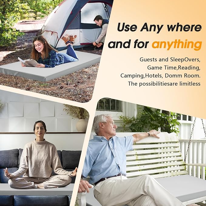 CYMULA Camping Cot Mattress 2in Memory Foam Sleeping Pad, Soft Warm Non-Slip - Image 5