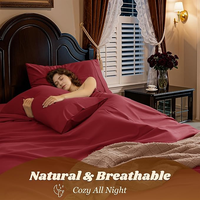 LBRO2M 1000 Thread Count 100% Egyptian Cotton Sheets Set Queen Size, 4 Piece - Image 5