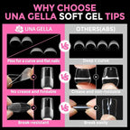 UNA GELLA Medium Square Nail Tips: 216pcs Square Press on Nails Pre-shape Clear - Image 7