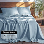 LBRO2M 100% Pure Linen Sheet Set Deep Pocket Up to 16" Bed Sheets Sets - Image 7