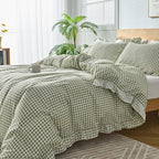 Gingham Duvet Cover King Size, 3 Pieces Soft Breathable Microfiber Plaid - Image 7