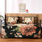 WONGS BEDDING Black Boho Floral Quilt Set King, 3 Pieces Elegant Gold Flower - Image 5