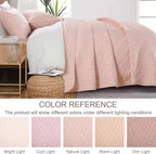 Yiran Blush Pink Quilt Set Queen Size, 3 Piece Reversible Bedspreads Bedding Set - Image 7