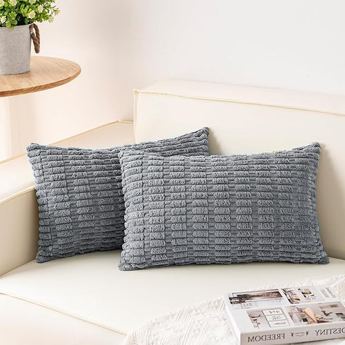 Aegero Pack of 2 Corduroy Decorative Throw Pillow Covers 12x20 InchSoft Boho by Unknown