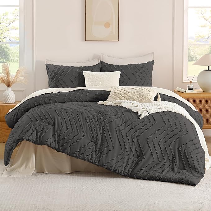 Andency Dark Grey Oversized Super King Plus Comforter Set 128x120, Extra Large - Image 2