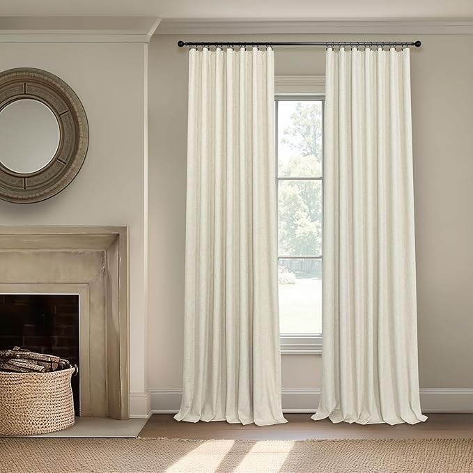 Short Linen Blackout Curtains for Bay Windows 48 Inch Length Bedroom Living - Image 7